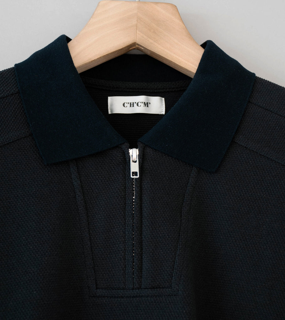 C'H'C'M' 'Zip Polo' (Black Dry Touch Cotton Pique)