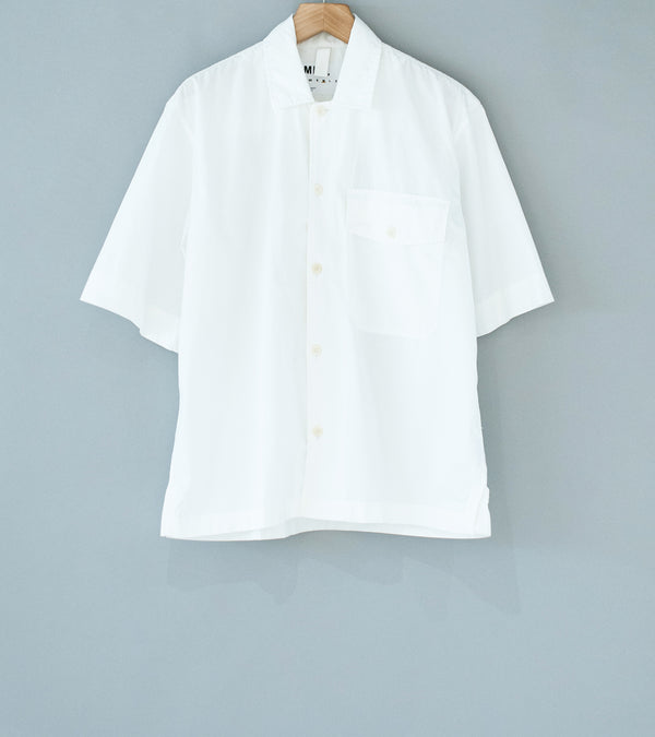 Margaret Howell 'MHL S/S Flap Pocket Shirt' (White Compact Cotton Poplin)