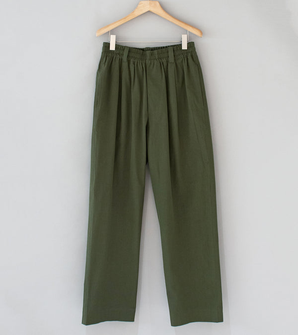 Margaret Howell 'Pull On Trouser' (Khaki Green Dense Cotton Poplin)