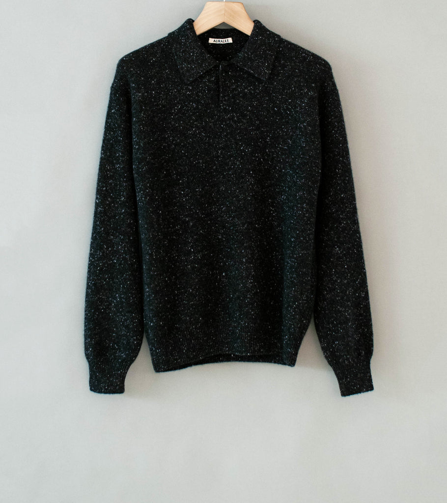 Auralee ニットポロ Auralee 'Cashmere Nep Knit Polo' (Mix Black) – C'H'C'M'