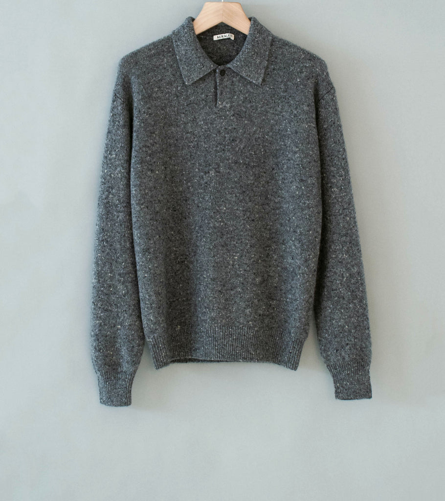 Auralee 'Cashmere Nep Knit Polo' (Mix Gray) – C'H'C'M'