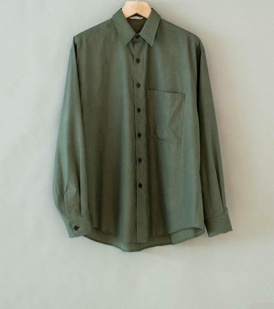Auralee 'Washed Finx Twill Big Shirt' (Dark Olive) – C'H'C'M'