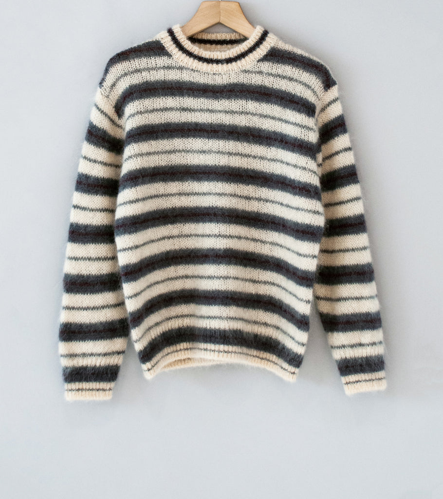 Yonetomi 'Mohair Wool Border Knit Pullover' (Ivory) – C'H'C'M'