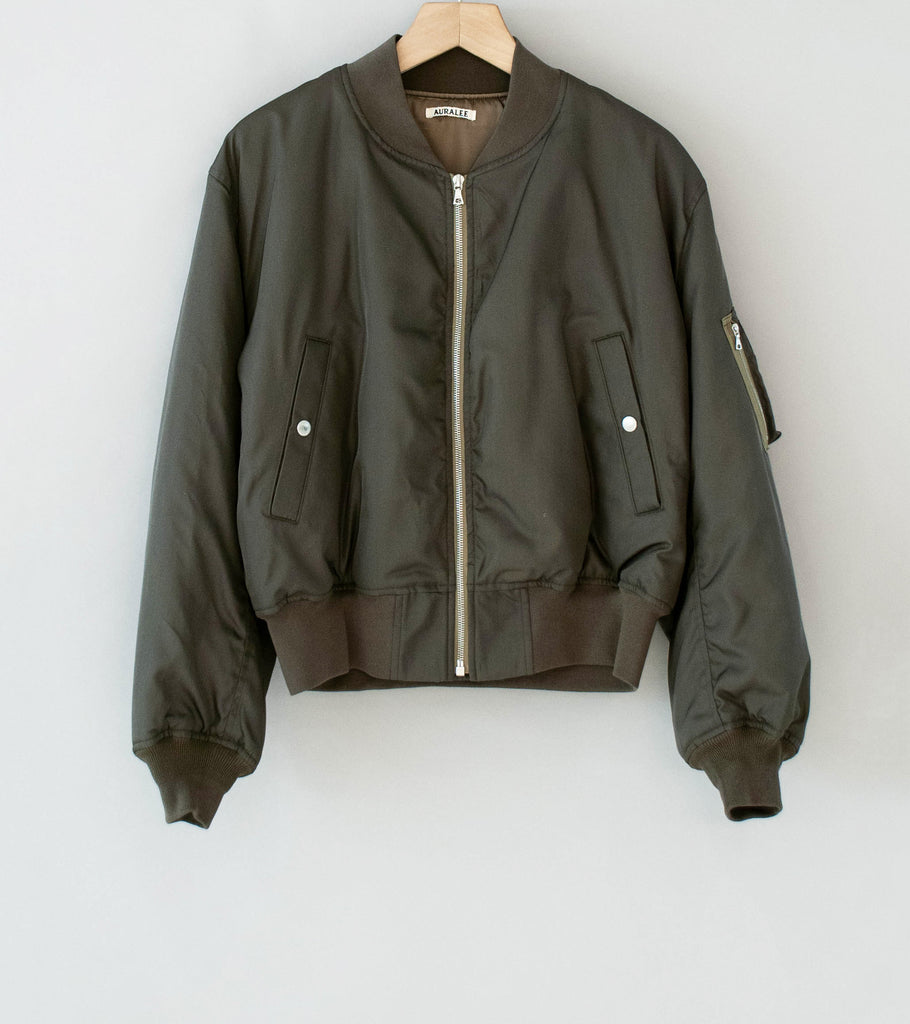 Auralee 'High Density Silk Twill Flight Blouson' (Dark Olive) – C