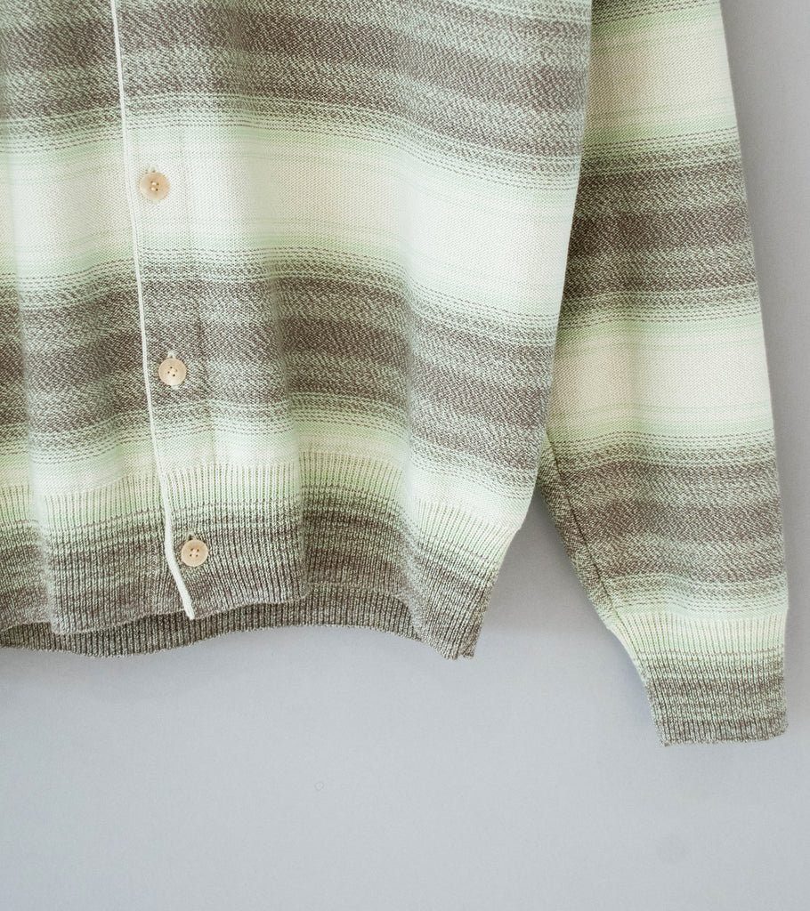 Auralee 'Cotton Silk Gradient Stripe Knit Shirt Cardigan' (Lime