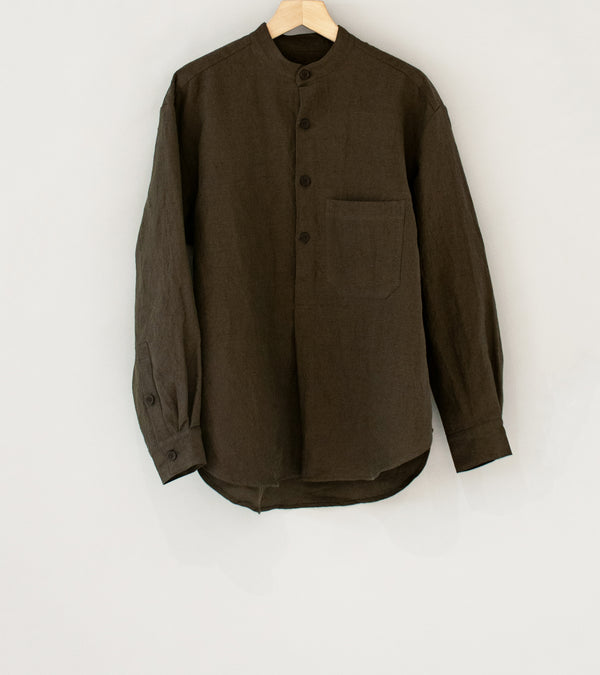 Evan Kinori 'Popover Shirt' (Anthracite Organic Cotton Hemp Twill)