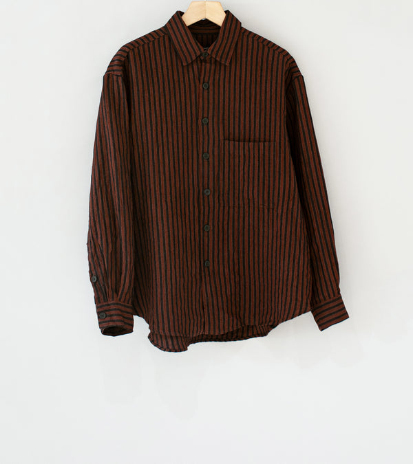 Evan Kinori 'Big Shirt Two' (Navy Red Yarn Dyed Linen Stripe)