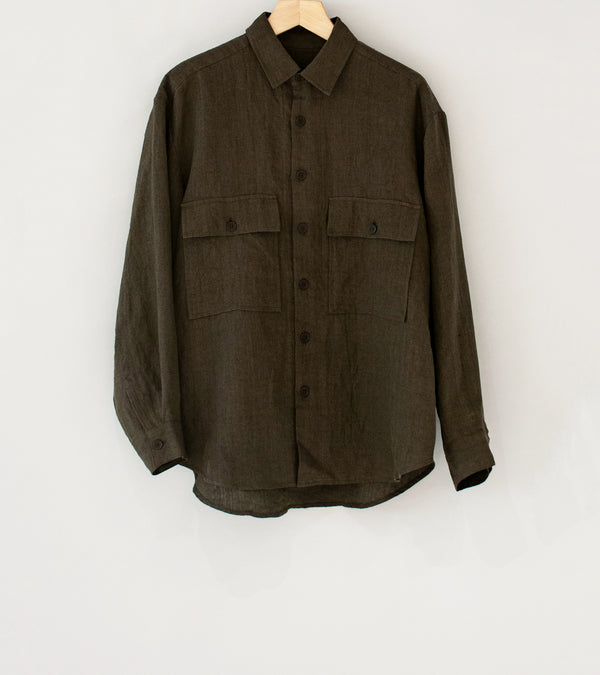 Evan Kinori 'Big Shirt' (Brown Tumbled Linen Hemp)