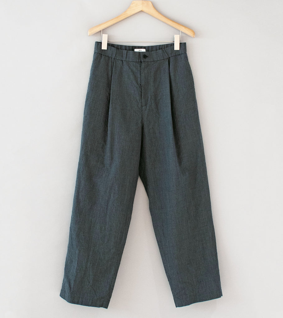 Aton 'Wide Easy Pants' (Charcoal Gray Tropical Wool Washi)