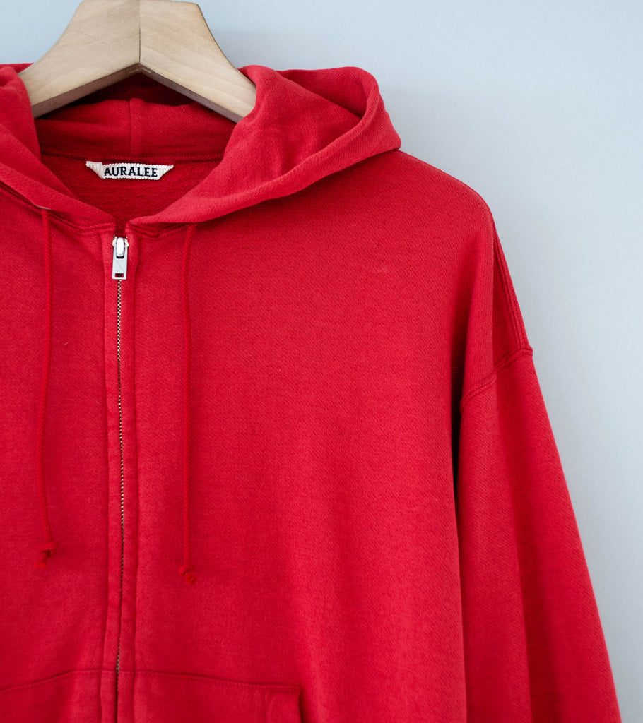 Auralee 'High Twist Light Sweat Zip Parka' (Red) – C'H'C'M'