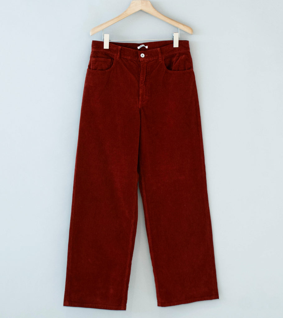 Auralee 'Garment Dyed Finx Corduroy 5P Wide Pants' (Red Brown) – C