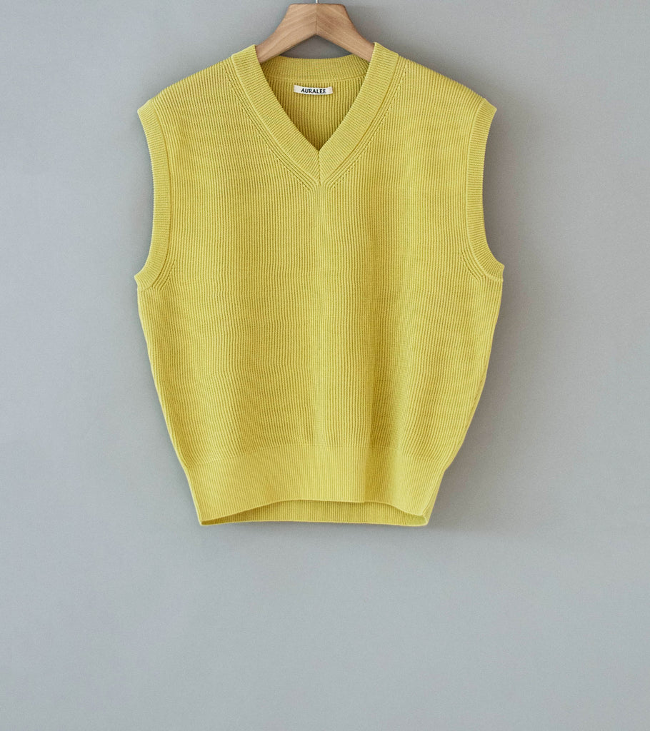 ニット/セーター AURALEE knit vest 18aw Auralee 'Flat Yarn Rib Knit Vest' (Dusty Yellow) – C'H'C'M'