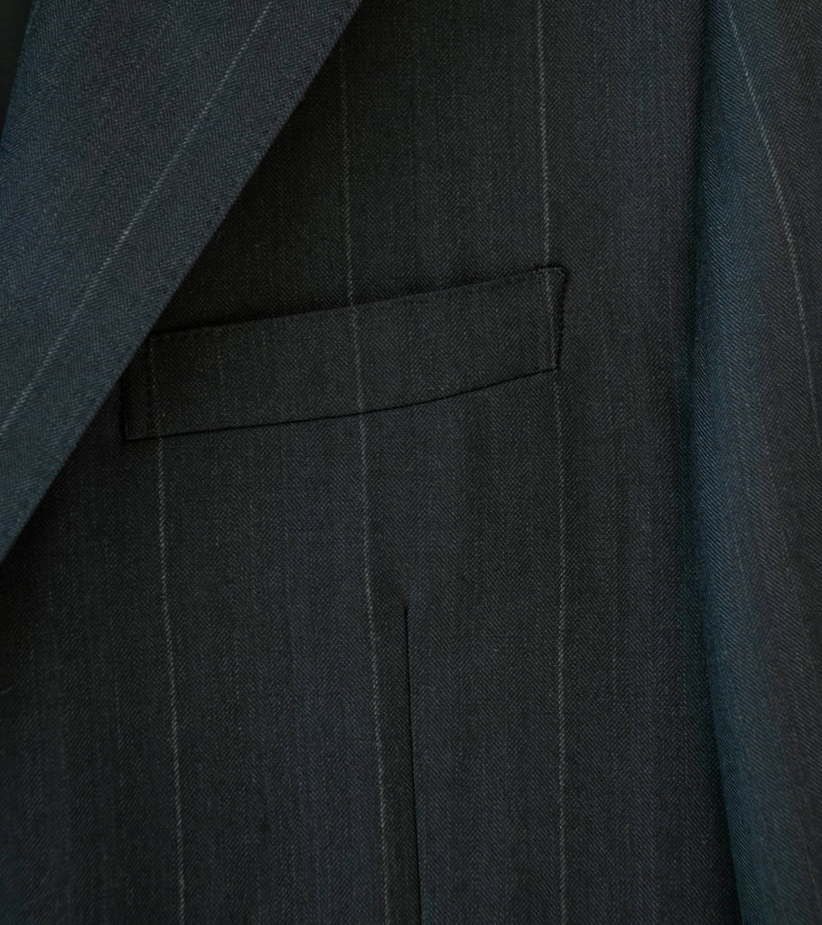 Auralee 'Bluefaced Wool Jacket' (Charcoal Navy Stripe) – C'H'C'M'