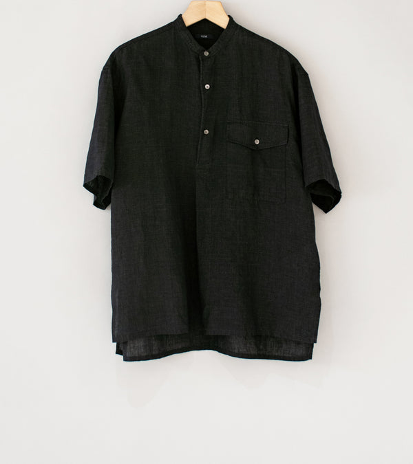YLÈVE 'Linen Poplin Short Sleeve Shirt' (Black)
