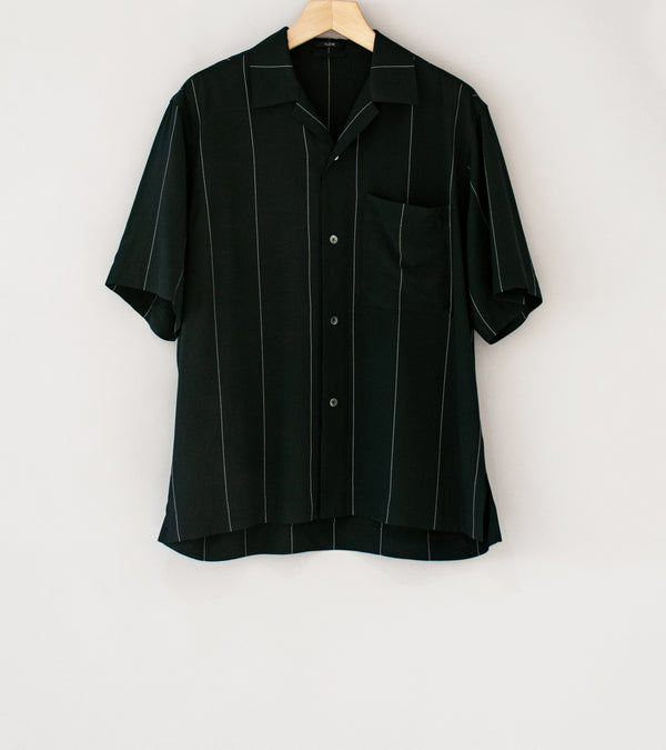 YLÈVE 'Rayon Acetate Short Sleeve Stripe Shirt' (Black)