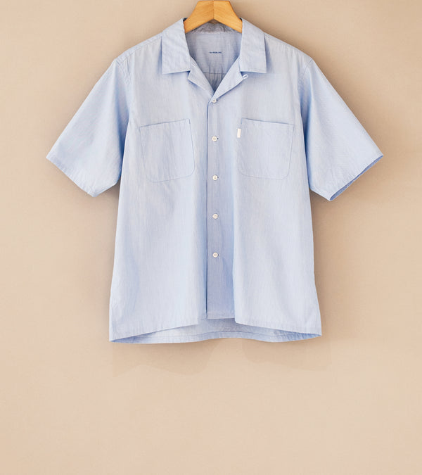 S H Shirts 'Short Sleeve Open Collar Shirt' (Light Blue Stripes)