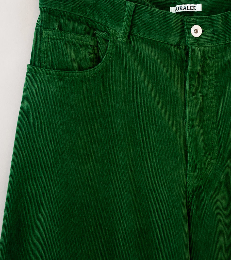 Auralee 'Pigment Dyed Finx Corduroy Wide 5P Pants' (Forest Green