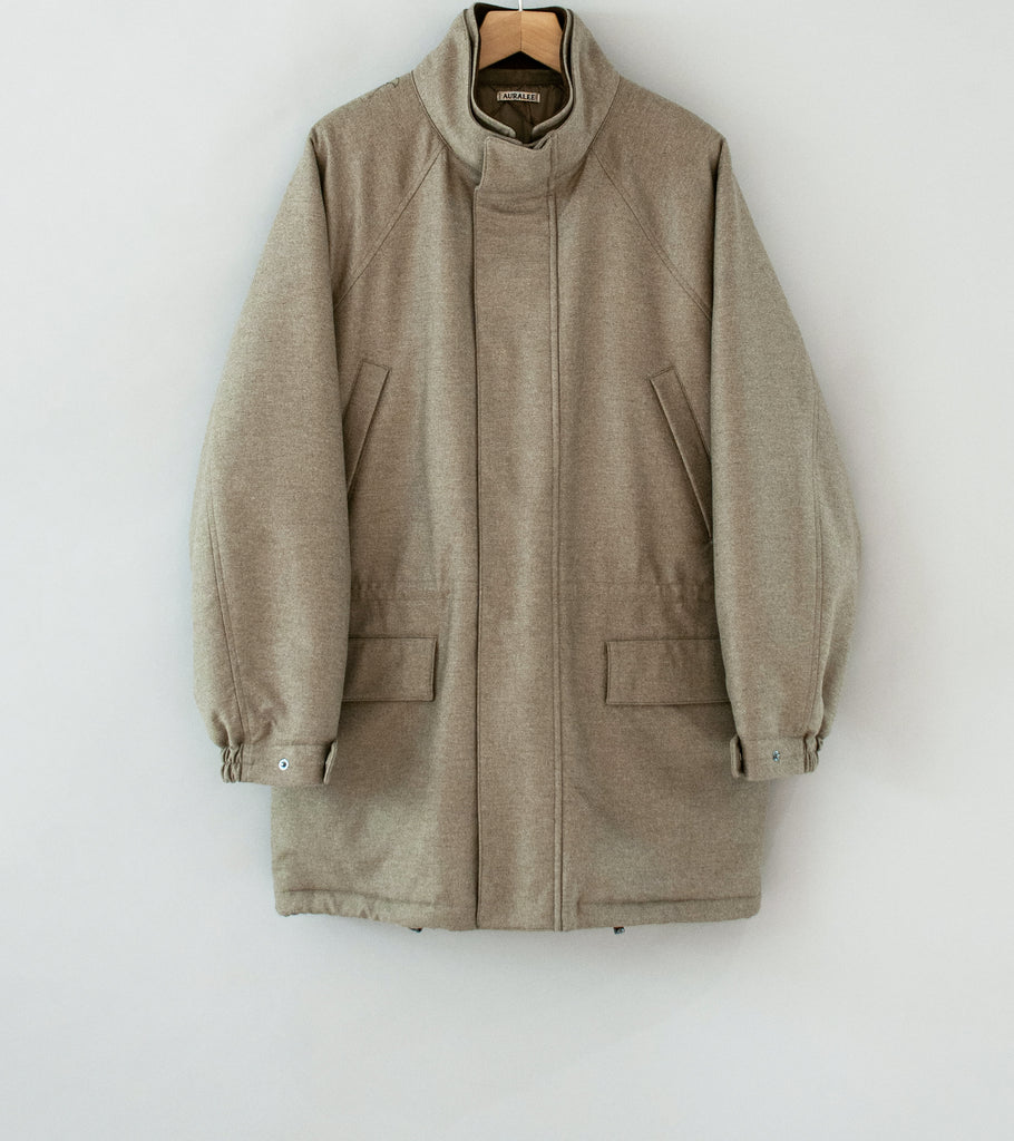 ジャケット・アウター AURALEE WOOL FULLINGFLANNELSTRIPE JACKET Auralee Wool Fulling Flannel Padded Over Blouson Top Brown