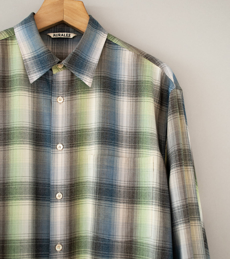 Auralee 'Super Light Wool Check Shirt' (Blue Green Check) – C'H'C'M'