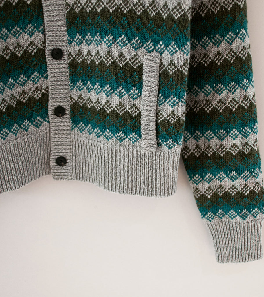 Auralee 'Cashmere Jacquard Knit High Neck Cardigan' (Gray