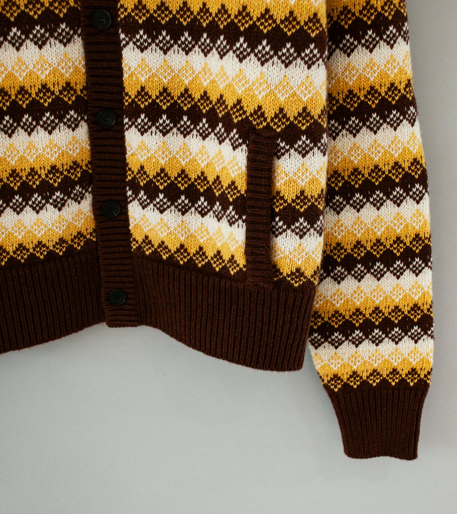 Auralee 'Cashmere Jacquard Knit High Neck Cardigan' (Burgundy