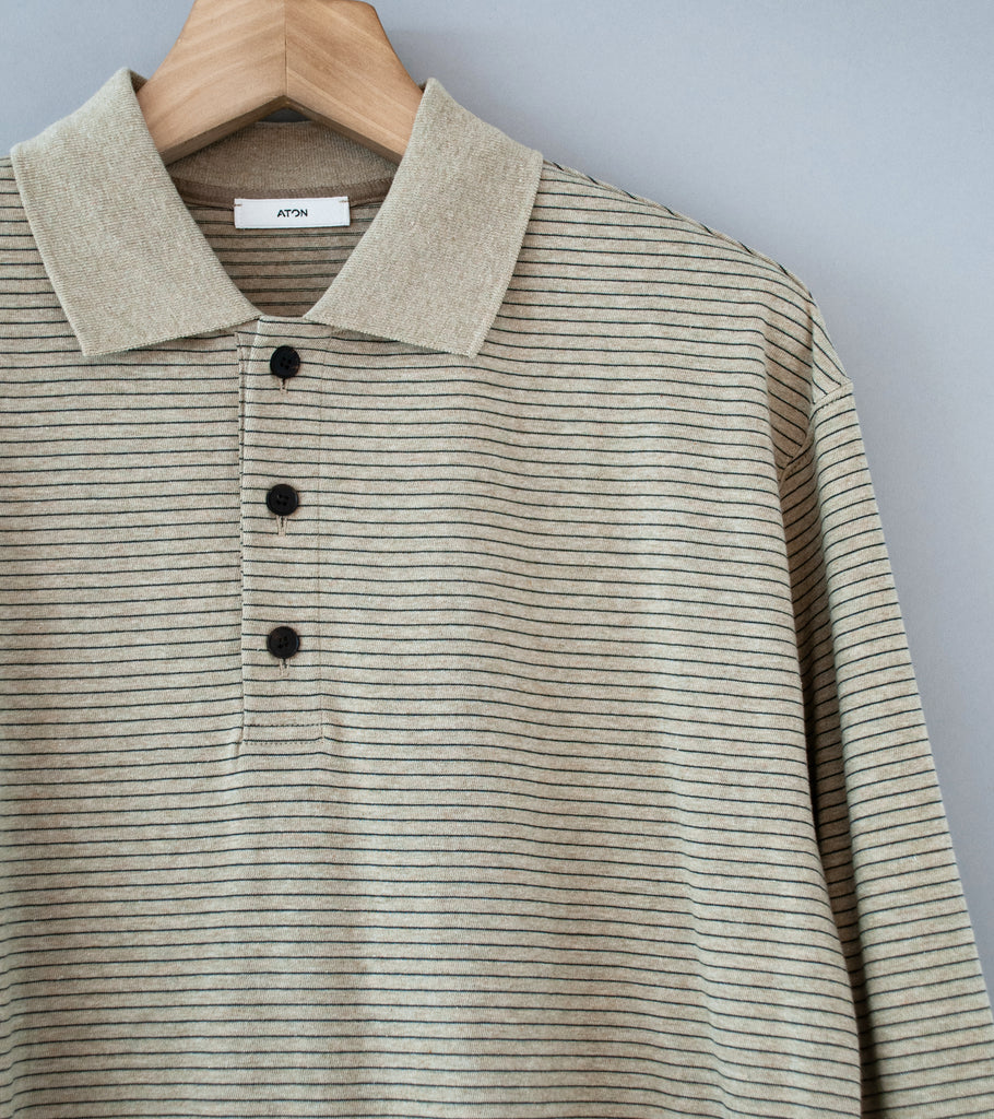 トップス SUVIN DOUBLE JERSEY | POLO JERSEY SUVIN DOUBLE JERSEY | LONG SLEEVE BORDER POLO SHIRT – ATON