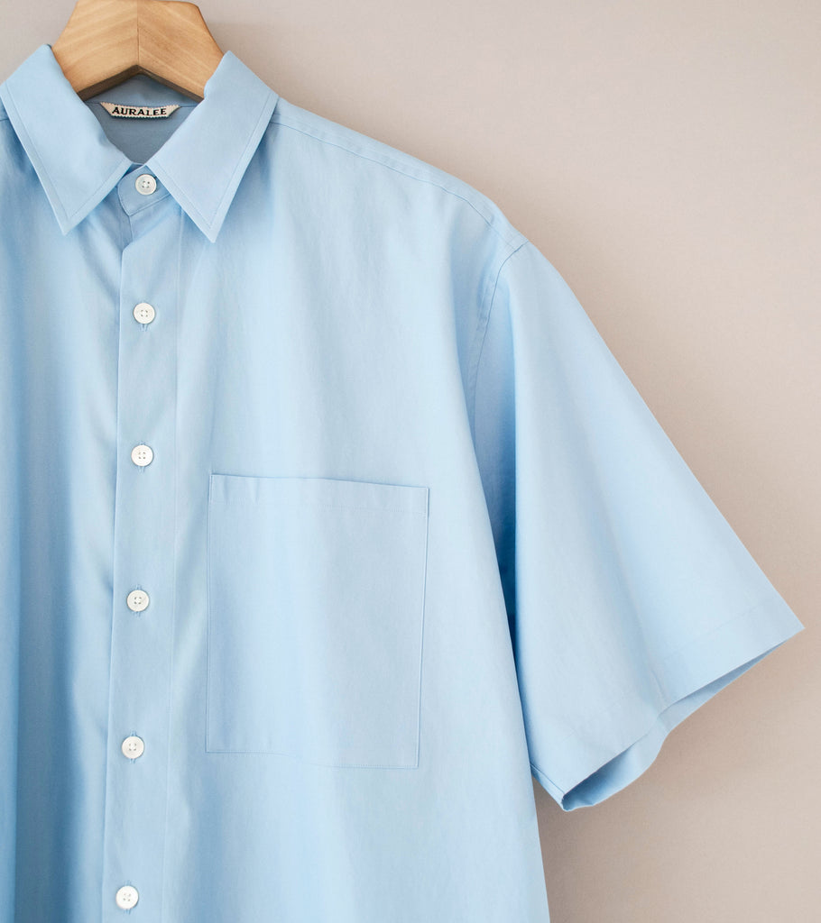 Auralee 'Washed Finx Twill Big Half Sleeved Shirt' (Light Blue