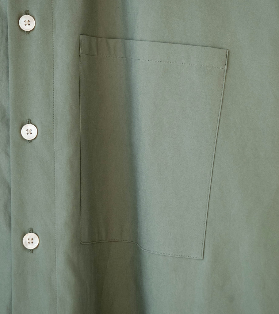Auralee 'Washed Finx Twill Big Half Sleeved Shirt' (Olive) – C'H'C'M'