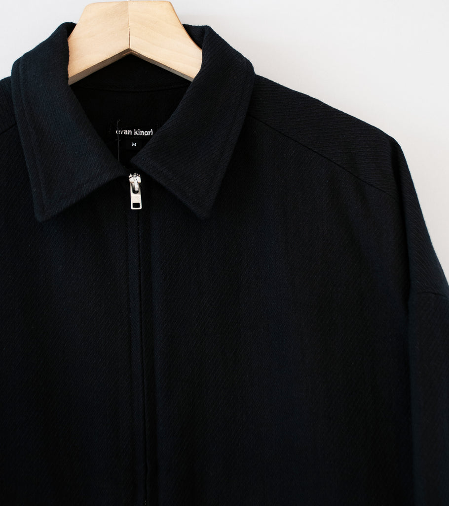 evan kinori ジャケット black S Evan Kinori 'Zip Jacket Two' (Black Cotton Kersey) – C'H'C'M'