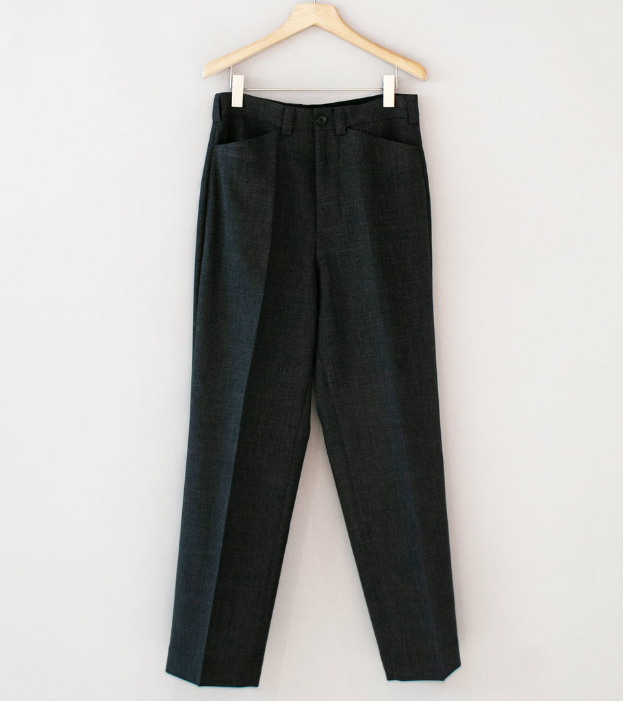 Margaret Howell 'Back Yoke Trousers' (Charcoal Crisp Wool