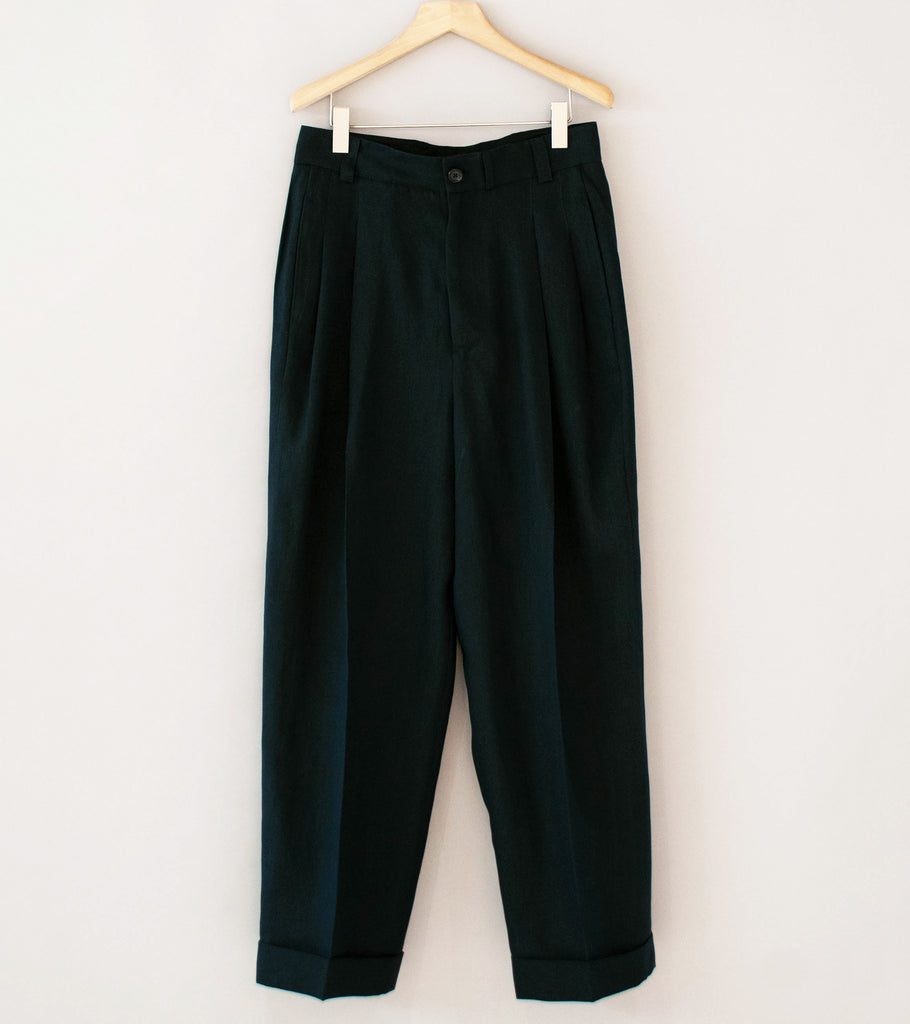 Margaret Howell 'Stitch Pleat Trousers' (Ink Dry Linen Plainweave