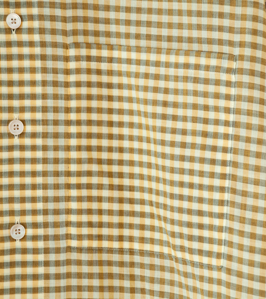 Auralee 'Airy Light Cotton Check Big Shirt' (Mustard Gingham Check
