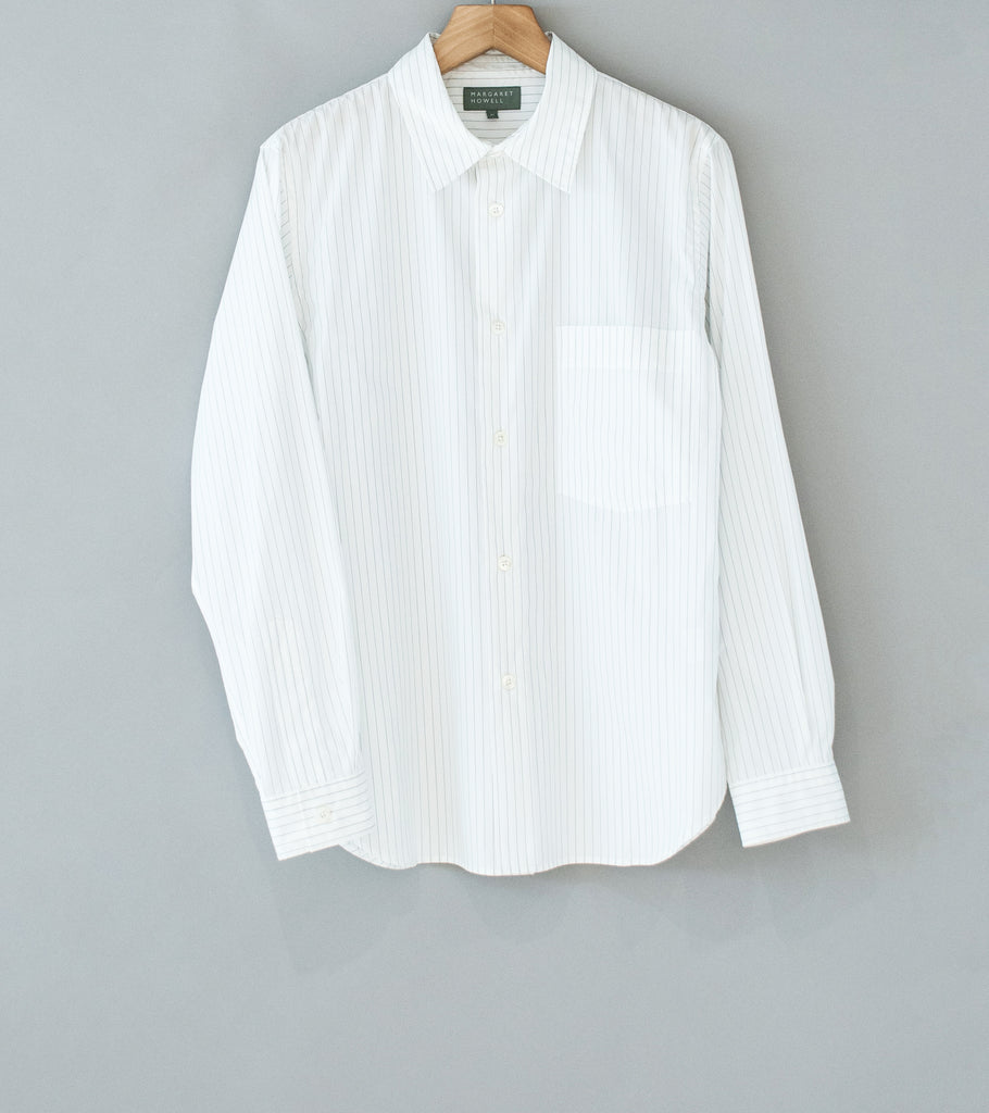 Margaret Howell 'Basic Shirt' (White Grey Fine Cotton Stripe) – C