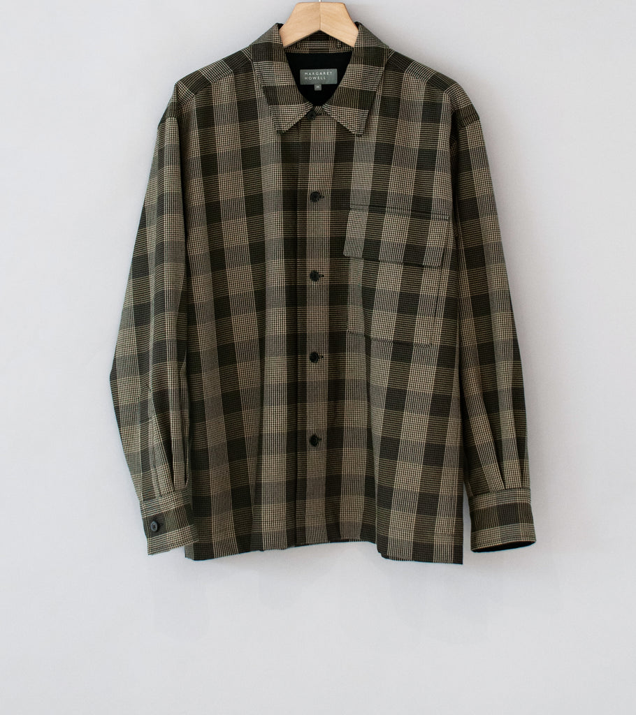 Margaret Howell 'Flap Pocket Overshirt' (Black Brown Multi Graphic