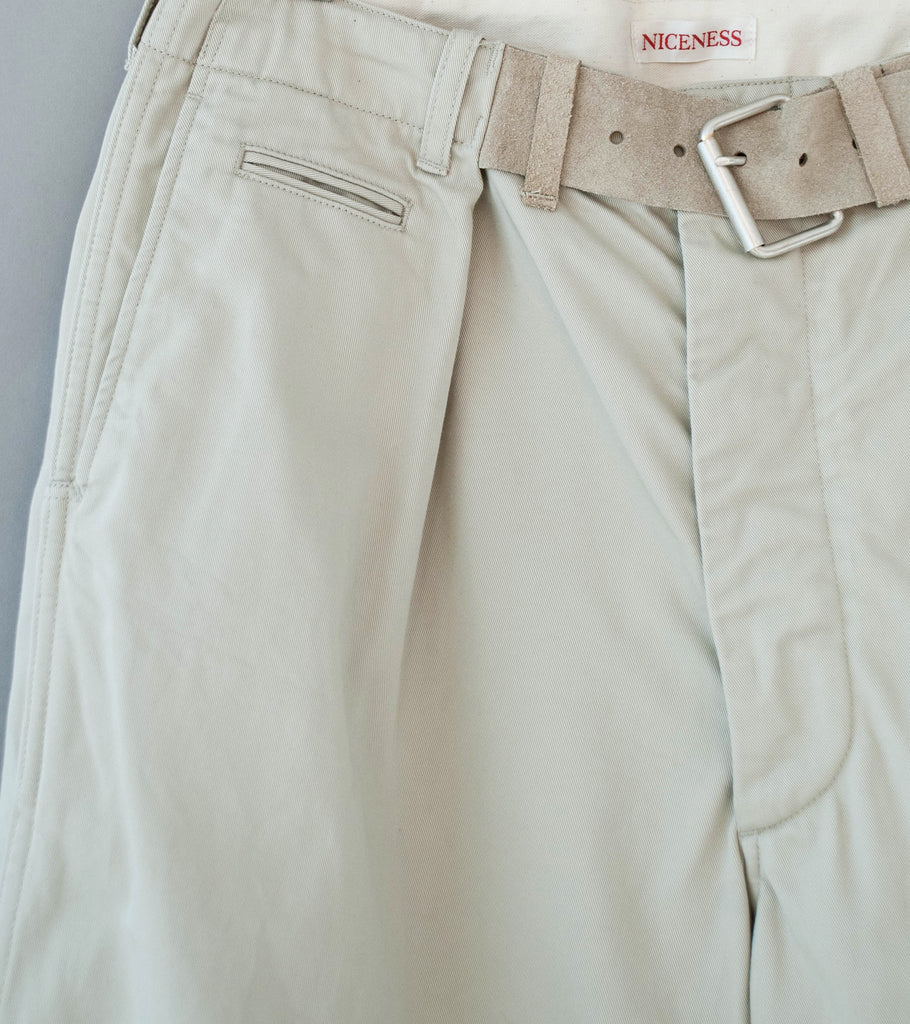 Niceness 'JORDAN Integrated Leather Belt Trousers' (Light Beige
