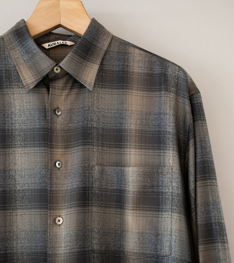 Auralee 'Super Light Wool Check Shirt' (Charcoal Gray Check) – C'H'C'M'