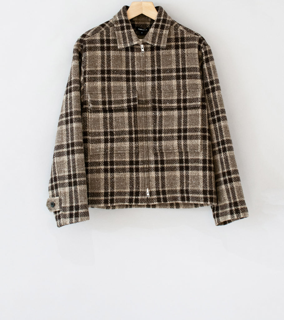 Evan Kinori 'Zip Jacket' (Beige Brown Yarn Dyed Wool Check) – C'H'C'M'