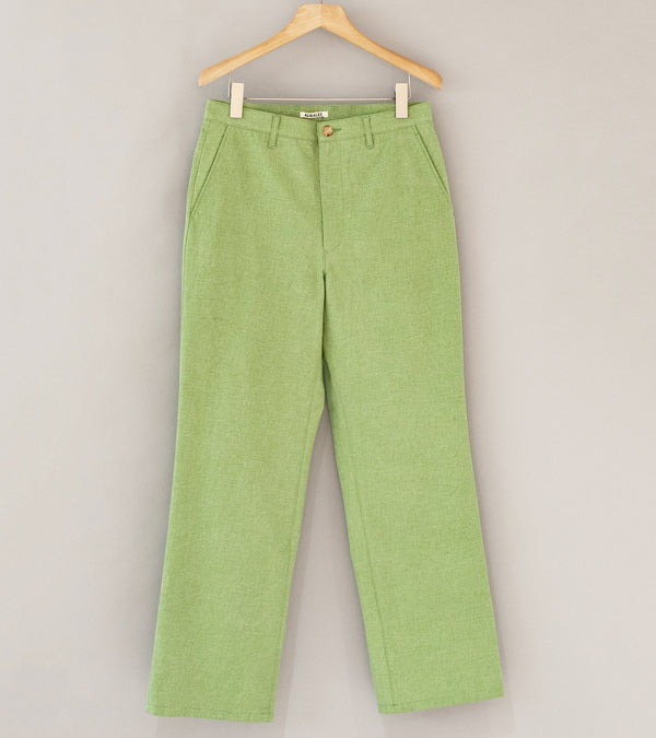 Auralee 'Washed Hard Twist Canvas Pants' (Green)
