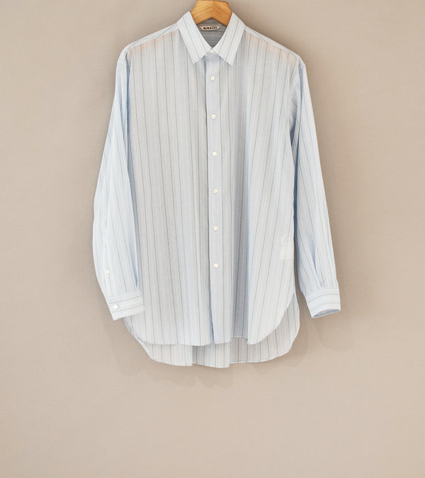 Auralee 'Hard Twist Finx Organdy Stripe Shirt' (Light Blue Stripe)