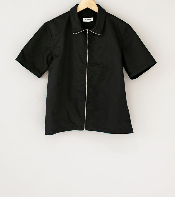 Cavecanum 'Short Sleeve Full Zip Shirt' (Black Nylon)