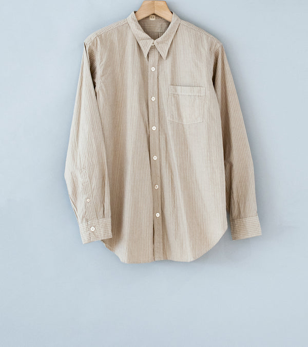 Taiga Takahashi 'Lot. 106 Narrow Collar Shirt' (Beige Stripe)