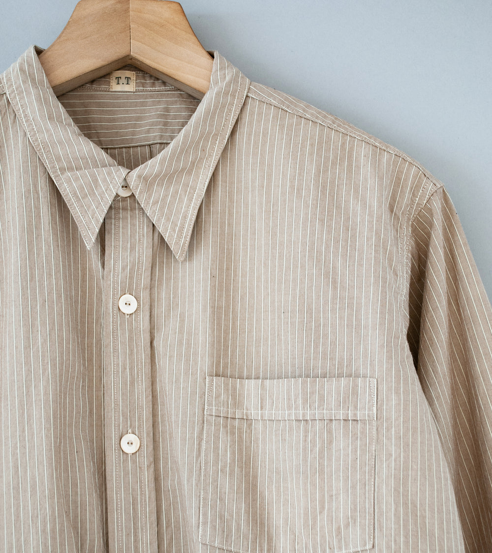 Taiga Takahashi 'Lot. 106 Narrow Collar Shirt' (Beige Stripe)