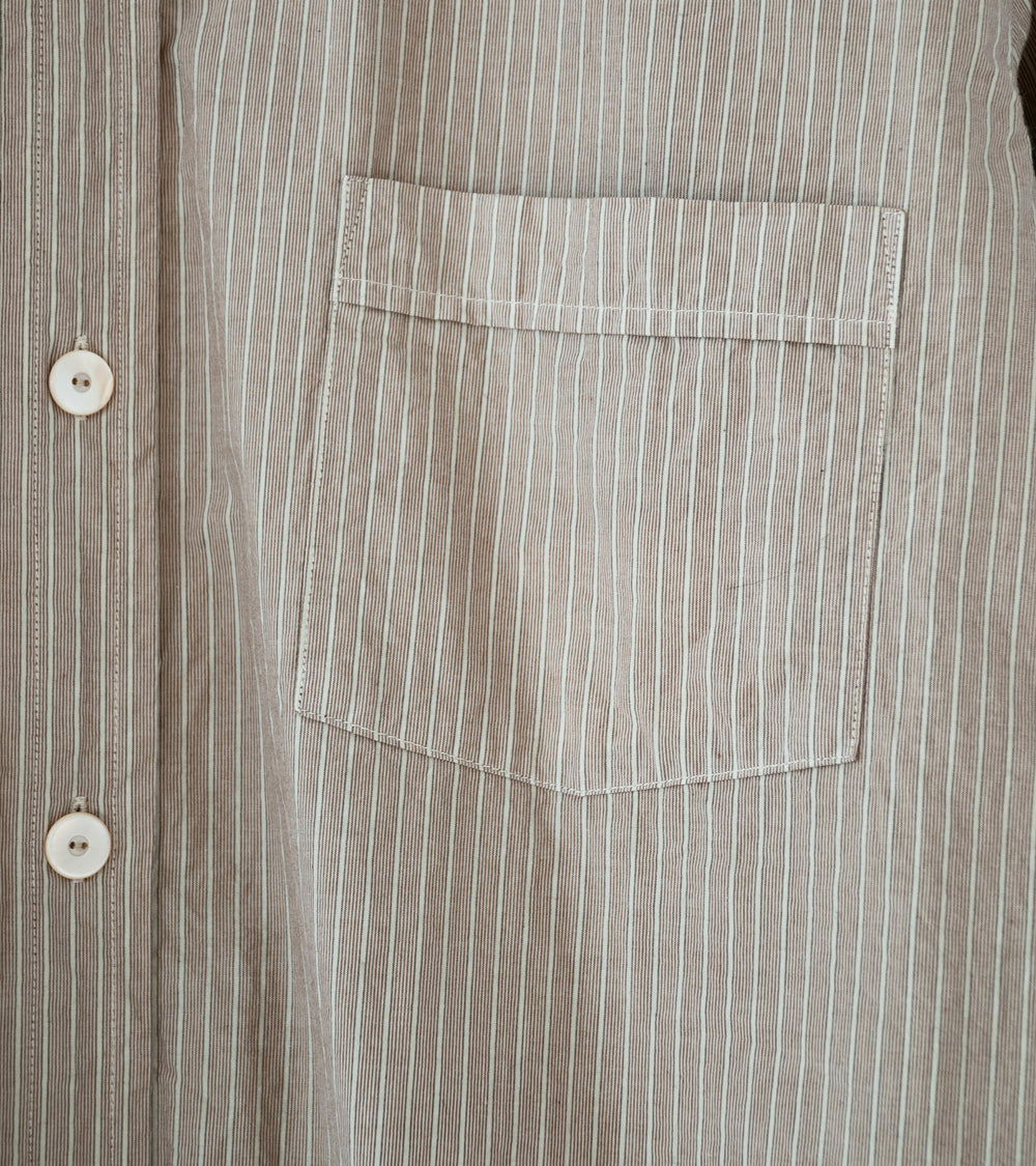 Taiga Takahashi 'Lot. 106 Narrow Collar Shirt' (Beige Stripe)