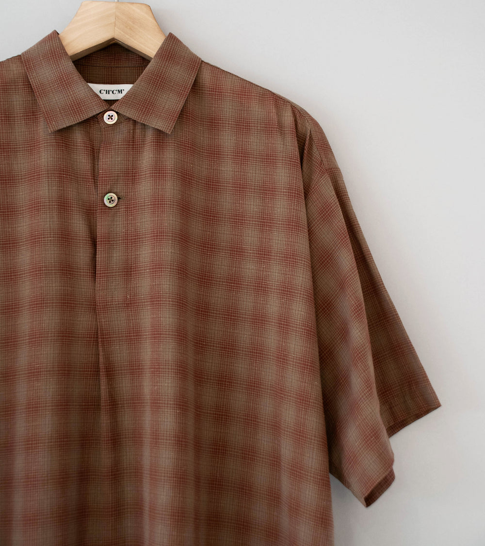 C'H'C'M' 'Short Sleeve Popover Shirt 1' (Brown Cotton Silk)