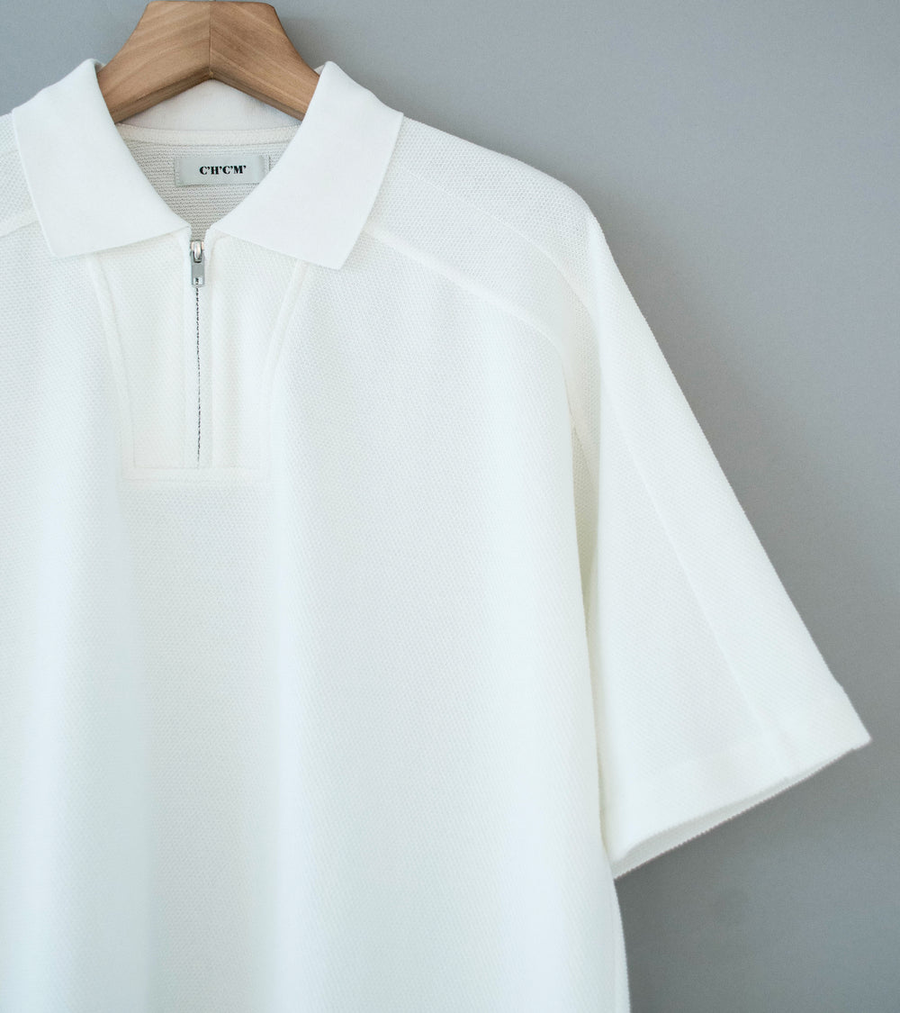 C'H'C'M' 'Zip Polo' (White Dry Touch Cotton Pique)