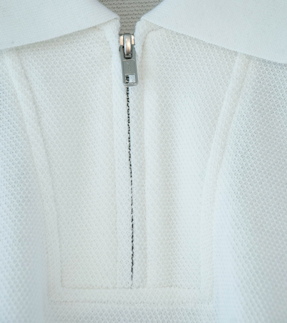 C'H'C'M' 'Zip Polo' (White Dry Touch Cotton Pique)