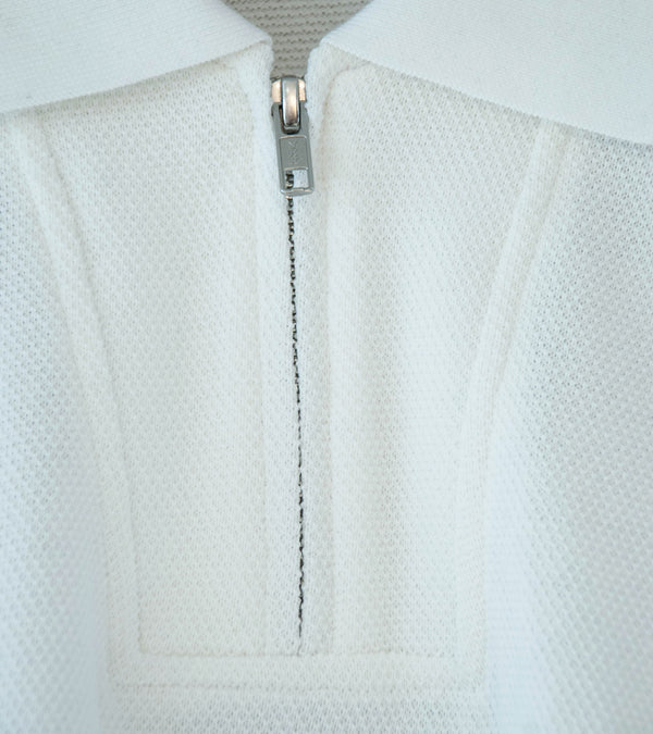 C'H'C'M' 'Zip Polo' (White Dry Touch Cotton Pique)