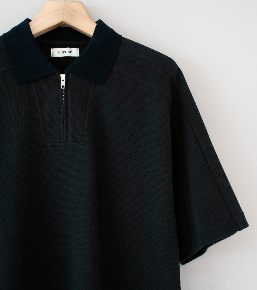 C'H'C'M' 'Zip Polo' (Black Dry Touch Cotton Pique)