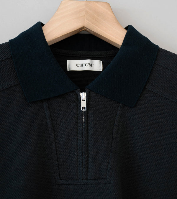 C'H'C'M' 'Zip Polo' (Black Dry Touch Cotton Pique)
