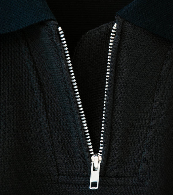 C'H'C'M' 'Zip Polo' (Black Dry Touch Cotton Pique)